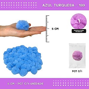 Pom Pom Pelucia - 50mm - Unidade COR: AZUL-TURQUESA-199