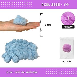 Pom Pom Pelucia - 50mm - Unidade COR: AZUL-BEBE-177