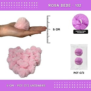 Pom Pom Pelucia - 50mm - Pct C/2 Unid. COR: ROSA-BEBE-132