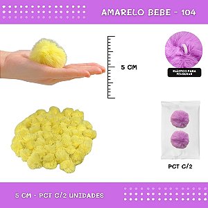 Pom Pom Pelucia - 50mm - Pct C/2 Unid. COR: AMARELO-BEBE-104