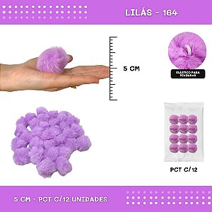 12 Unid. - Pom Pom Pelucia - 50mm COR: LILAS-164
