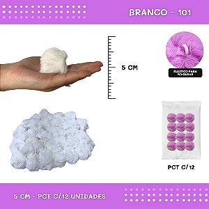 12 Unid. - Pom Pom Pelucia - 50mm COR: BRANCO-101