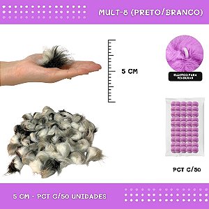 Pom Pom Pelucia - 50mm - Pct C/50 Unid. COR: MULT-08 (PRETO E BRANCO)