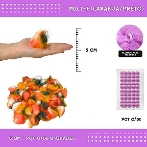 Pom Pom Pelucia - 50mm - Pct C/50 Unid. COR: MULT-7 (LARANJA/PRETO)