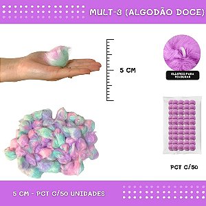 Pom Pom Pelucia - 50mm - Pct C/50 Unid. COR: MULT-3 (ALGODAO DOCE)