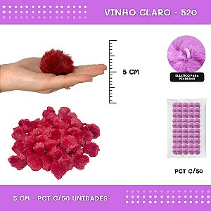 Pom Pom Pelucia - 50mm - Pct C/50 Unid. COR: VINHO-CLARO-520