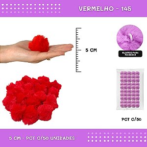 Pom Pom Pelucia - 50mm - Pct C/50 Unid. COR: VERMELHO-145