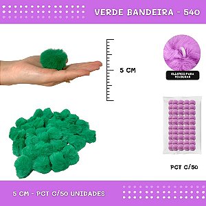Pom Pom Pelucia - 50mm - Pct C/50 Unid. COR: VERDE-BANDEIRA-540