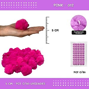 Pom Pom Pelucia - 50mm - Pct C/50 Unid. COR: PINK-312