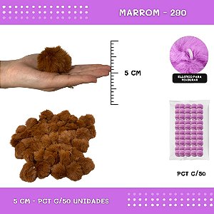 Pom Pom Pelucia - 50mm - Pct C/50 Unid. COR: MARROM-290
