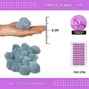 Pom Pom Pelucia - 50mm - Pct C/50 Unid. COR: CINZA-CLARO-119