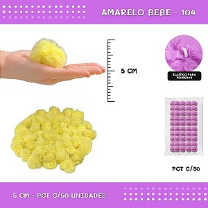 Pom Pom Pelucia - 50mm - Pct C/50 Unid. COR: AMARELO-BEBE-104