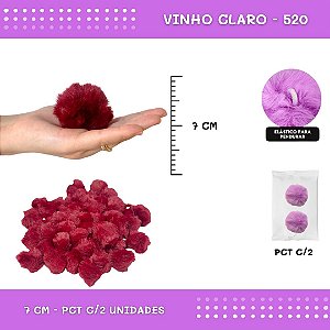 Pom Pom Pelucia - 70mm - Pct C/2 Unid. COR: VINHO-CLARO-520
