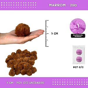 Pom Pom Pelucia - 70mm - Pct C/2 Unid. COR: MARROM-290