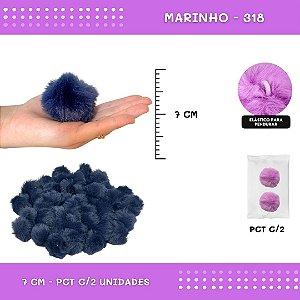 Pom Pom Pelucia - 70mm - Pct C/2 Unid. COR: MARINHO-318