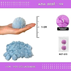 Pom Pom Pelucia - 70mm - Pct C/2 Unid. COR: AZUL-BEBE-177