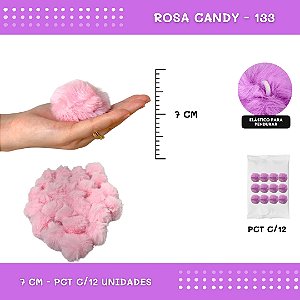 12 Unid. Pom Pom Pelucia - 70mm COR: ROSA-CANDY-133
