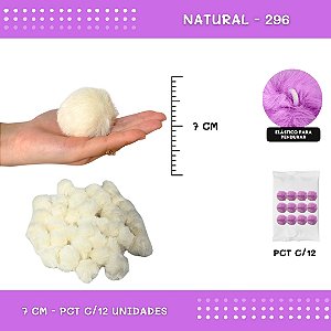 12 Unid. Pom Pom Pelucia - 70mm COR: NATURAL-296