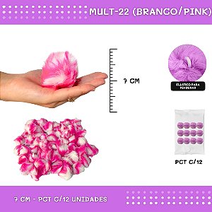 12 Unid. Pom Pom Pelucia - 70mm COR: MULT-22 (BRANCO/PINK)