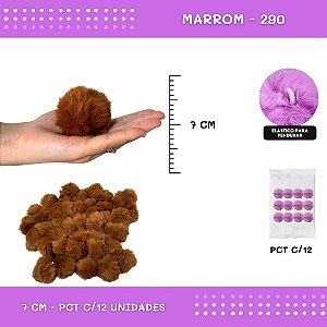 12 Unid. Pom Pom Pelucia - 70mm COR: MARROM-290