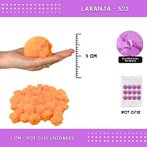 12 Unid. Pom Pom Pelucia - 70mm COR: LARANJA-523