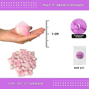 Pom Pom Pelucia - 70mm - Unidade COR: MULT-17 (BRANCO/ROSABB)