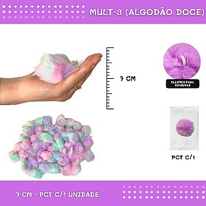 Pom Pom Pelucia - 70mm - Unidade COR: MULT-3 (ALGODAO DOCE)