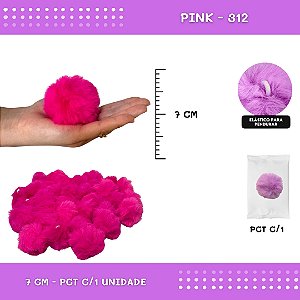 Pom Pom Pelucia - 70mm - Unidade COR: PINK-312