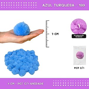 Pom Pom Pelucia - 70mm - Unidade COR: AZUL-TURQUESA-199