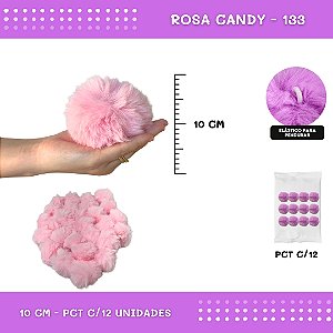 Pom Pom Pelucia - 100mm (10Cm) - Pct C/12 Unid. COR: ROSA-CANDY-133