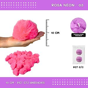 Pom Pom Pelucia - 100mm (10Cm) - Pct C/2 Unid. COR: ROSA-NEON-03