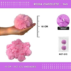 Pom Pom Pelucia - 100mm (10Cm) - Pct C/2 Unid. COR: ROSA-CHICLETE-140