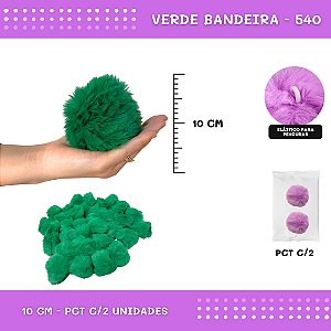 Pom Pom Pelucia - 100mm (10Cm) - Pct C/2 Unid. COR: VERDE-BANDEIRA-540