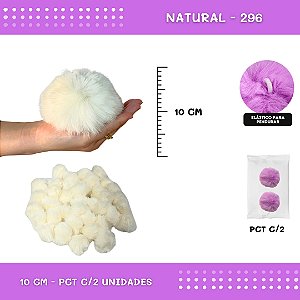 Pom Pom Pelucia - 100mm (10Cm) - Pct C/2 Unid. COR: NATURAL-296