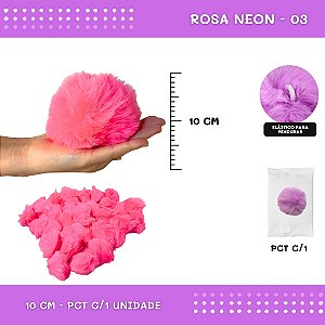 Pom Pom Pelucia - 100mm (10Cm) - Unidade COR: ROSA-NEON-03