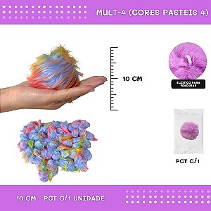 Pom Pom Pelucia - 100mm (10Cm) - Unidade COR: MULT-4 (CORES PASTEIS 4)