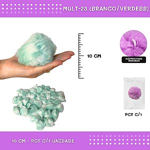 Pom Pom Pelucia - 100mm (10Cm) - Unidade COR: MULT-23 (BRANCO/VERDEBB)
