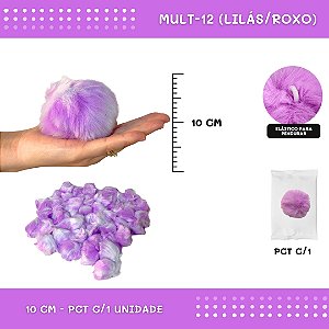 Pom Pom Pelucia - 100mm (10Cm) - Unidade COR: MULT-12 (LILAS/ROXO)