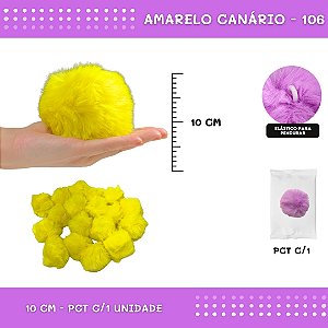 Pom Pom Pelucia - 100mm (10Cm) - Unidade COR: AMARELO-CANARIO-106