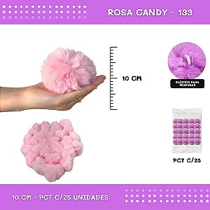 Pom Pom Pelucia C/Elastico - 100mm (10Cm) - Pct C/25 Unid. COR: ROSA-CANDY-133