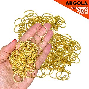 Argola de Chaveiro Simples - 20mm - Pct C/1000 Unidades Cor:Ouro