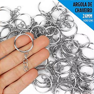 Argola De Chaveiro Reforçada- 24mm - Pct C/100 Unid. Cor:Prata