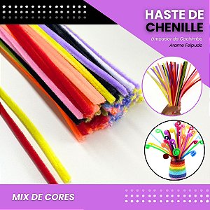 100 Haste De Chenille Limpador De Cachimbo Fios Artesanato 30cm Cor: Mix de Cores