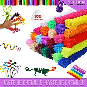 100 Haste De Chenille Limpador De Cachimbo Fios Artesanato 30cm Cor: Fucsia-06