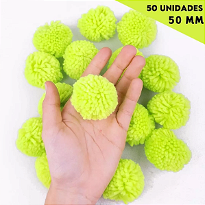 Pom Pom De Lã Fofinho - 50mm - Pct C/50 Unid. COR: VERDE-NEON-02