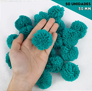 Pom Pom De Lã Fofinho - 50mm - Pct C/50 Unid. COR: VERDE-JADE-539