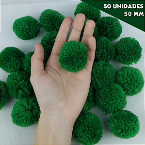 Pom Pom De Lã Fofinho - 50mm - Pct C/50 Unid. COR: VERDE-BANDEIRA-540