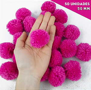Pom Pom De Lã Fofinho - 50mm - Pct C/50 Unid. COR: ROSA-NEON-03
