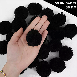 Pom Pom De Lã Fofinho - 50mm - Pct C/50 Unid. COR: PRETO-310