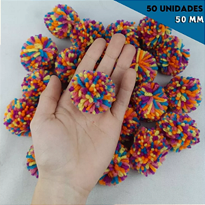 Pom Pom De Lã Fofinho - 50mm - Pct C/50 Unid. COR: MULTICOR-ESCURO